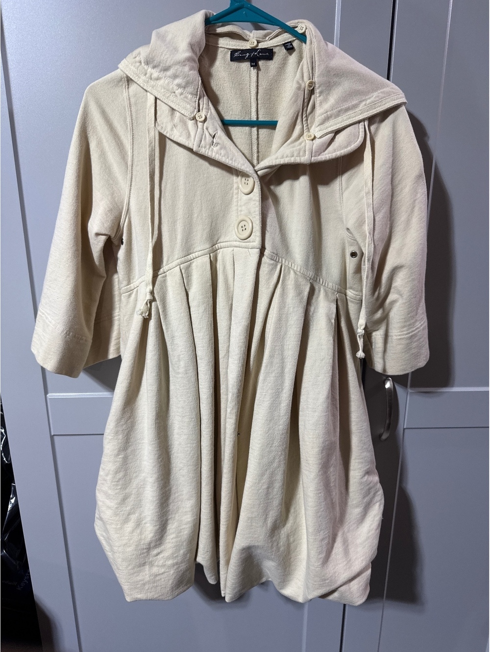 Barrage of Love Cream Hooded Button-Front Dress, Medium